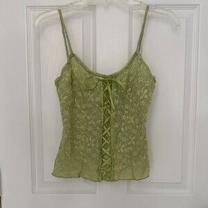 IZ Byer California Lime Green Embroidered Corset Camisole JL NEW WITHOUT TAGS